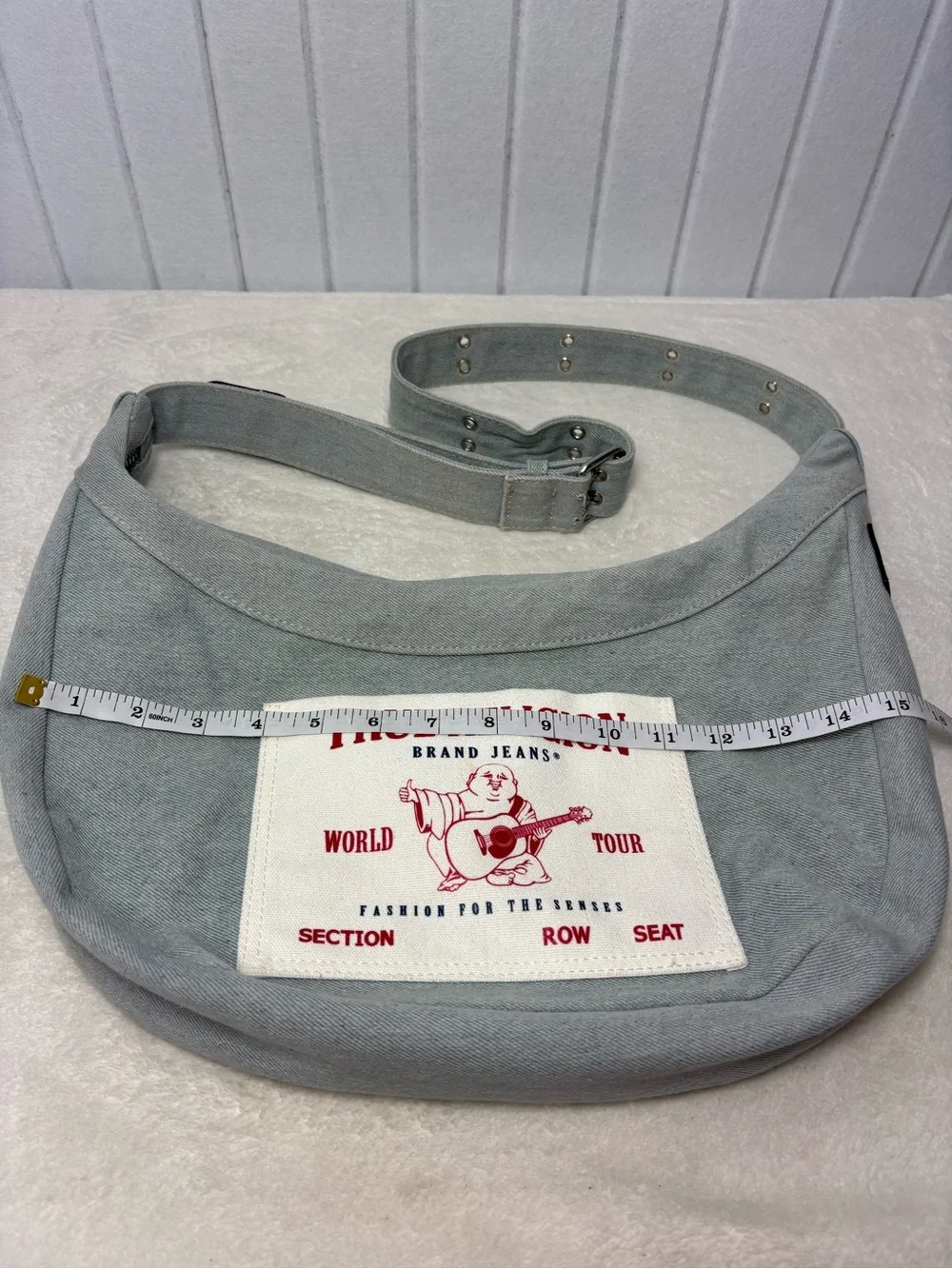 True Religion Buddha Pocket Denim HOBO in blue Crossbody bag